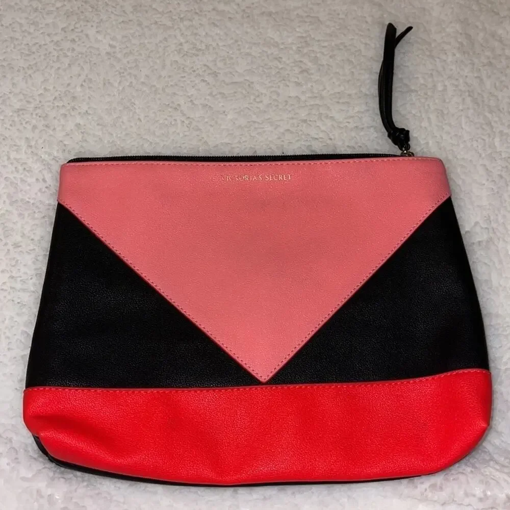 Victoria’s Secret Pink and Black Y2k Cosmetic Bag